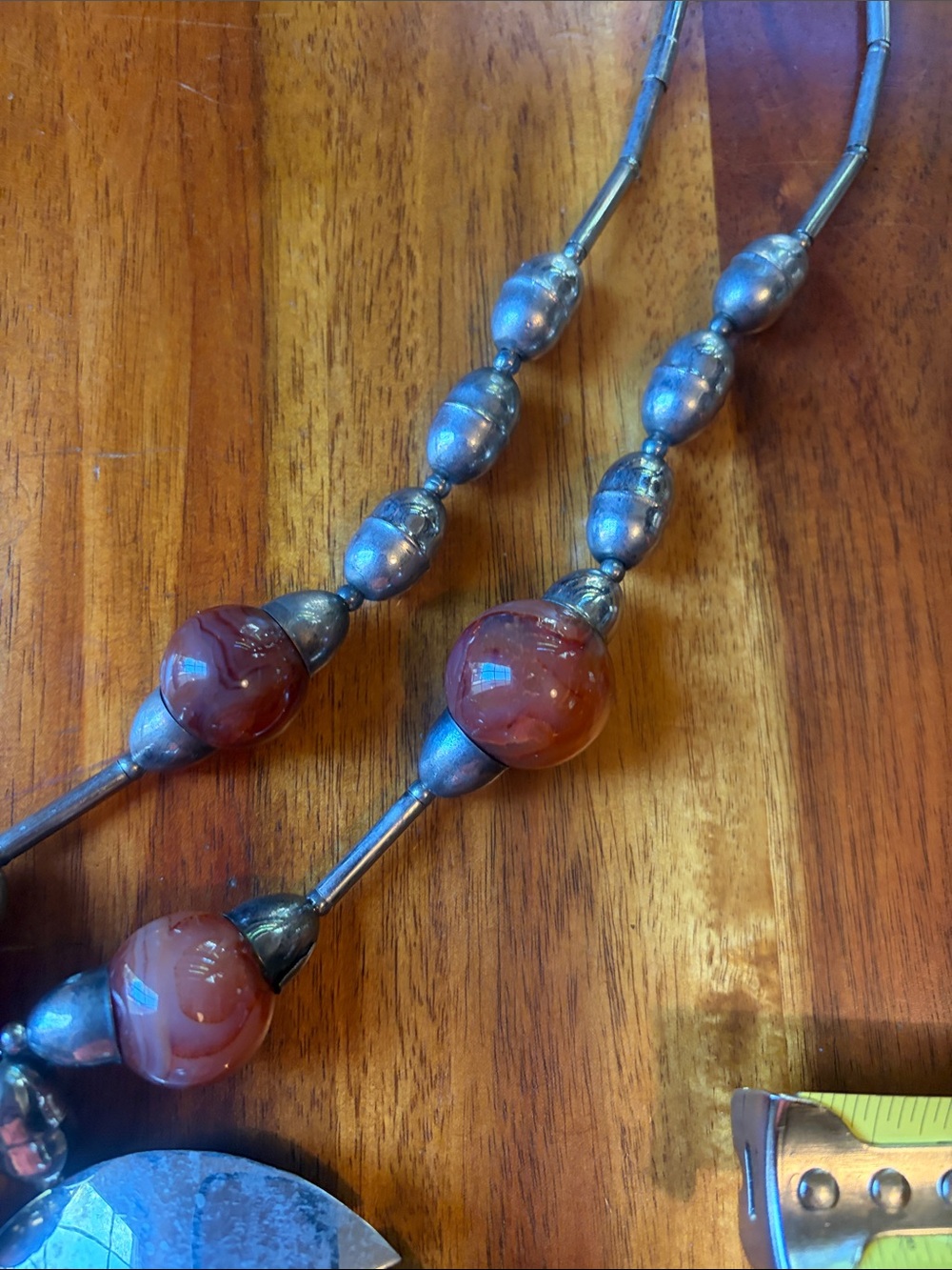 Vintage Handcrafted boho Silver Necklace with agate stone - Picture 4 of 6